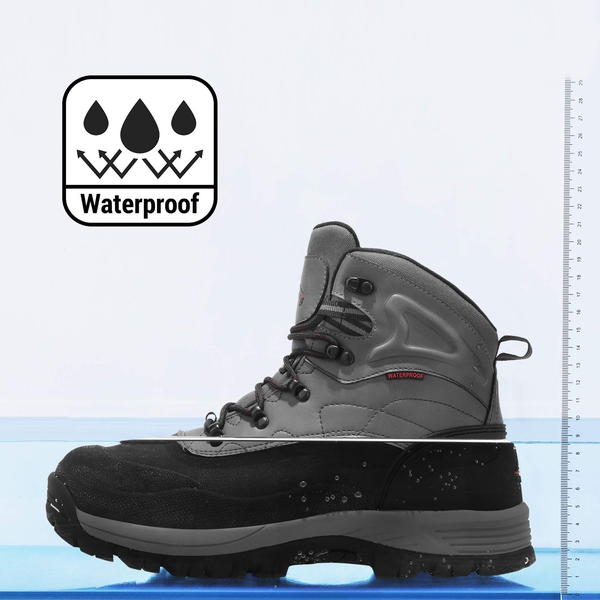 Men's Waterproof Winter Snow Hiking Boots【Wide Fit】 - GREY - 2